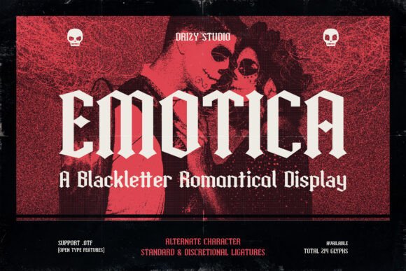 Emotica Font: Bold Blackletter for Digital Impact