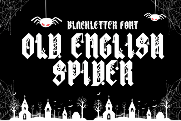 Old English Spider Font for Gothic Web Design